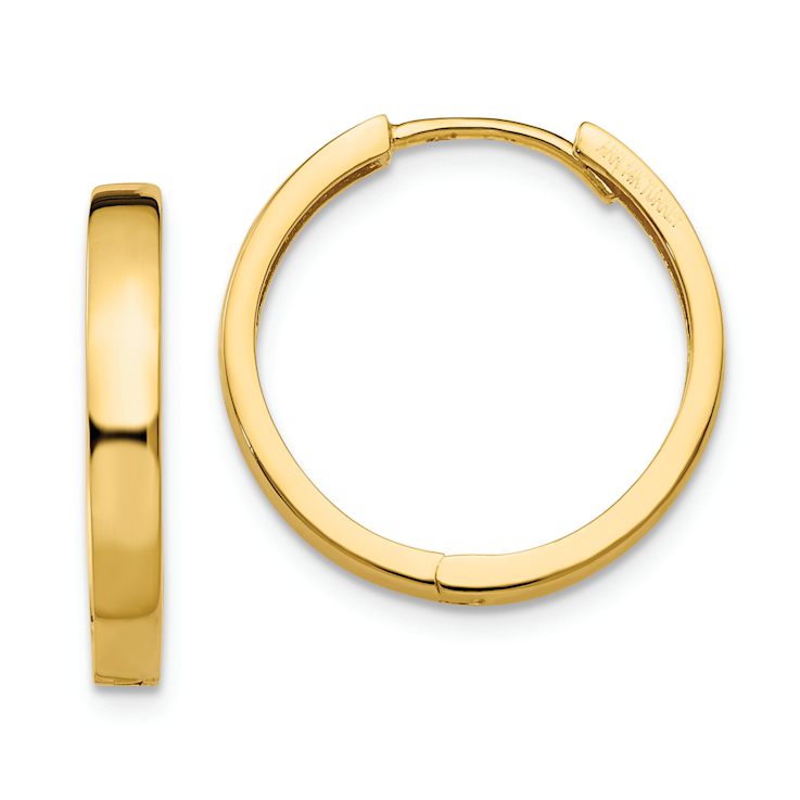14k Yellow Gold 9/16" Hinged Hoop Earrings