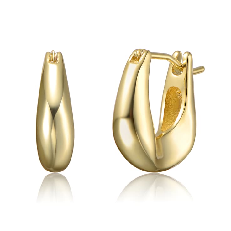 Artistic Puffy Hoop Earrings In 14K Gold Over Brass
