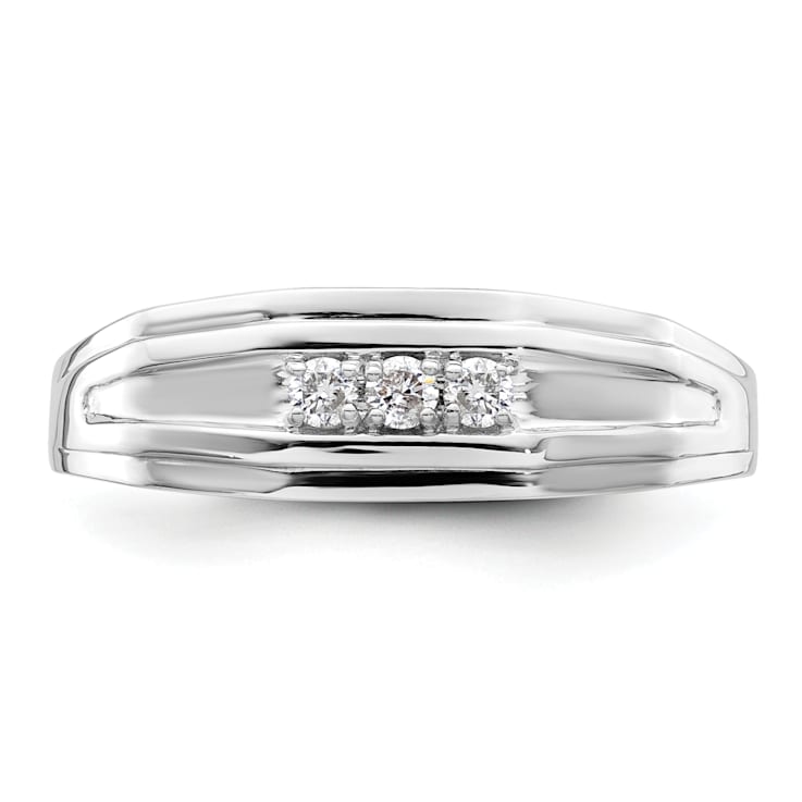 Rhodium Over 14K White Gold Lab Grown Diamond Men's Ring