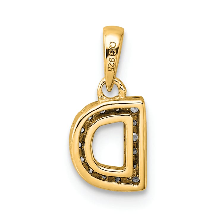 14K Yellow Gold Diamond Letter D Initial with Bail Pendant