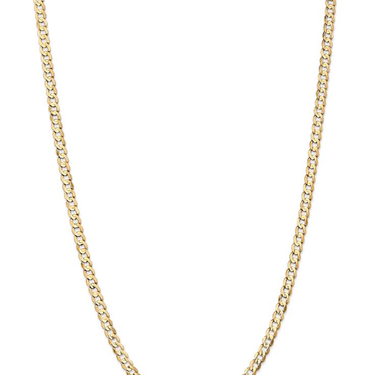 14k Yellow Gold 4.5mm Solid Open Concave Curb 18 Inch Chain