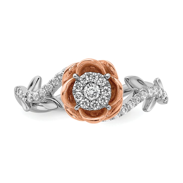 14K Two-tone White and Rose Gold Diamond Fashion Band