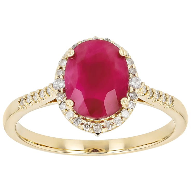 Ruby And Diamond Solitaire Ring In 10K Gold