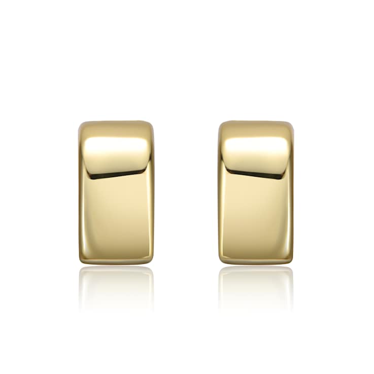 Geometric C-Hoop Earrings In 14K Gold Over Brass