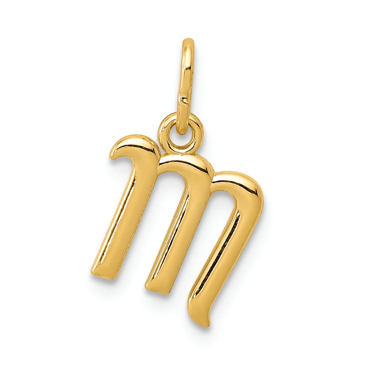10K Yellow Gold Polished Letter m Initial Charm