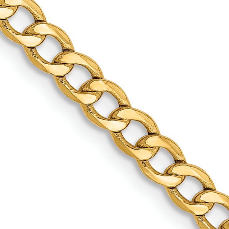 14k Yellow Gold 2.85mm Curb Link 20 Inch Chain