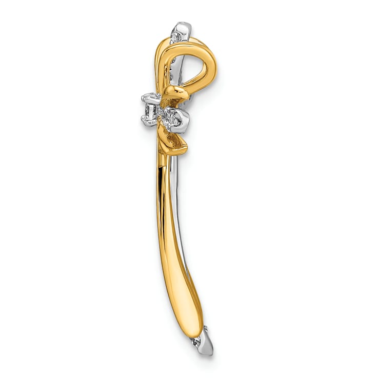 14k Yellow Gold and 14k White Gold Polished Diamond Cross Pendant