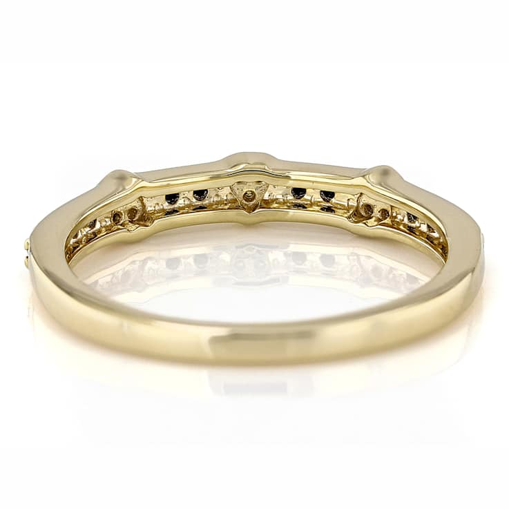 Black Spinel And Yellow Diamond Band Ring In 18K Gold Over Sterling
Silver 0.54ctw