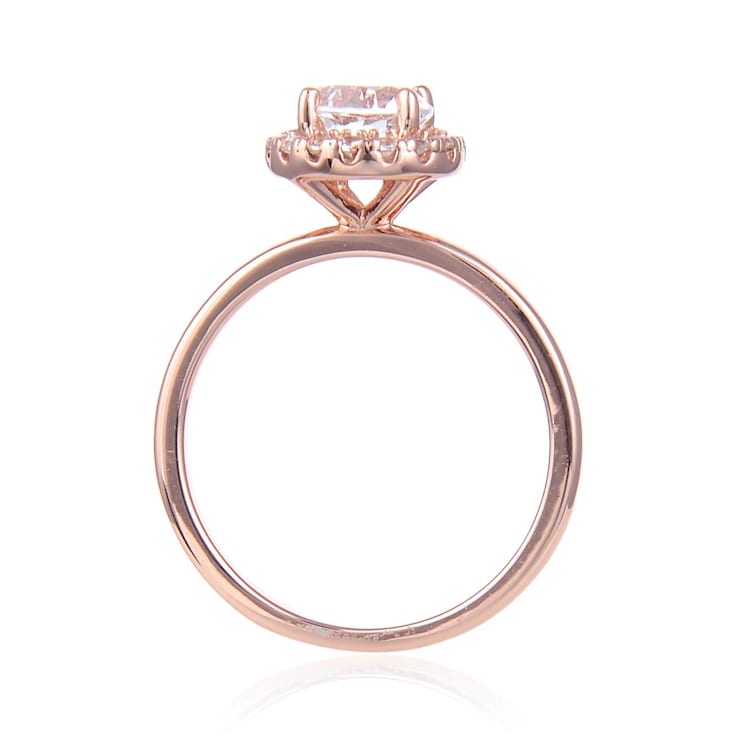 Round White Topaz 14K Rose Gold Over Sterling Silver Ring, 1.90ctw