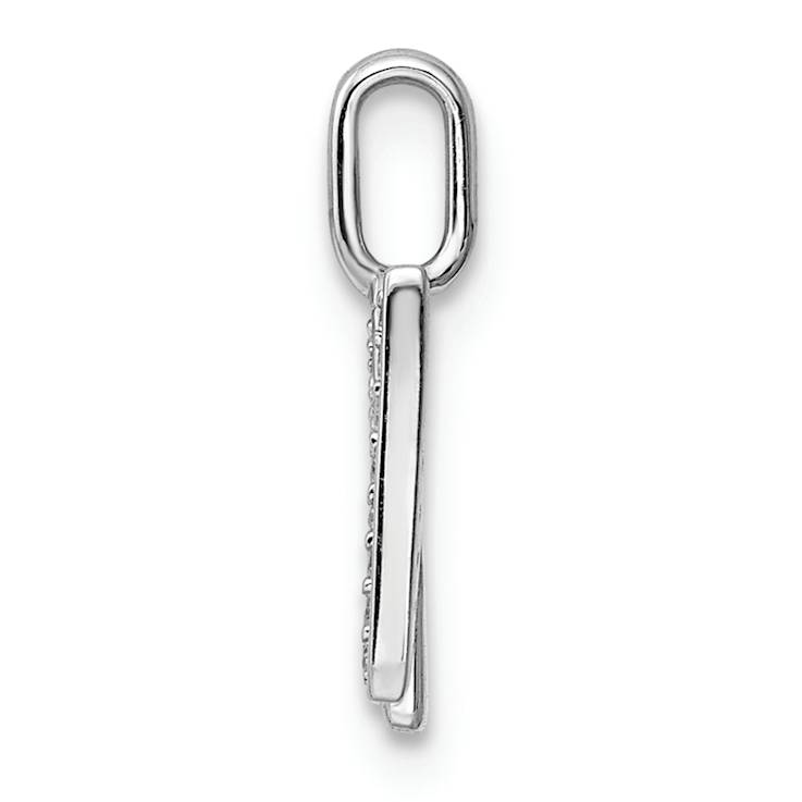 14K White Gold Diamond Letter N Initial Pendant