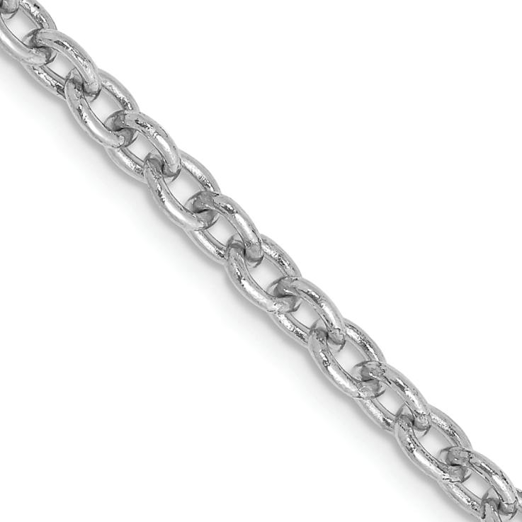 Rhodium Over 14k White Gold 3.2mm Solid Round Open Link Cable 16 Inch Chain