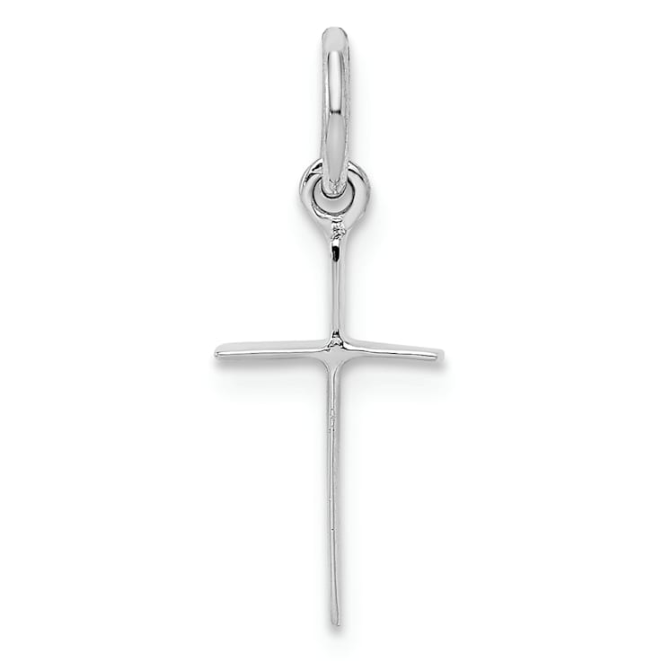 Rhodium Over Sterling Silver Child's Polished Cross Pendant