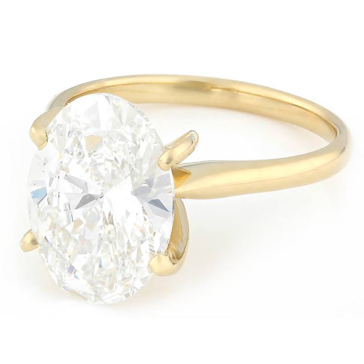 Lab-Grown Diamond Oval Solitaire Ring In 14K Gold 5.00ct