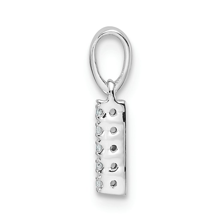 14K White Gold Diamond Letter I Initial with Bail Pendant