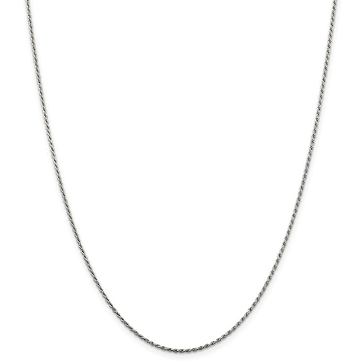 Rhodium Over Sterling Silver 1.5mm Diamond-cut Rope Chain
