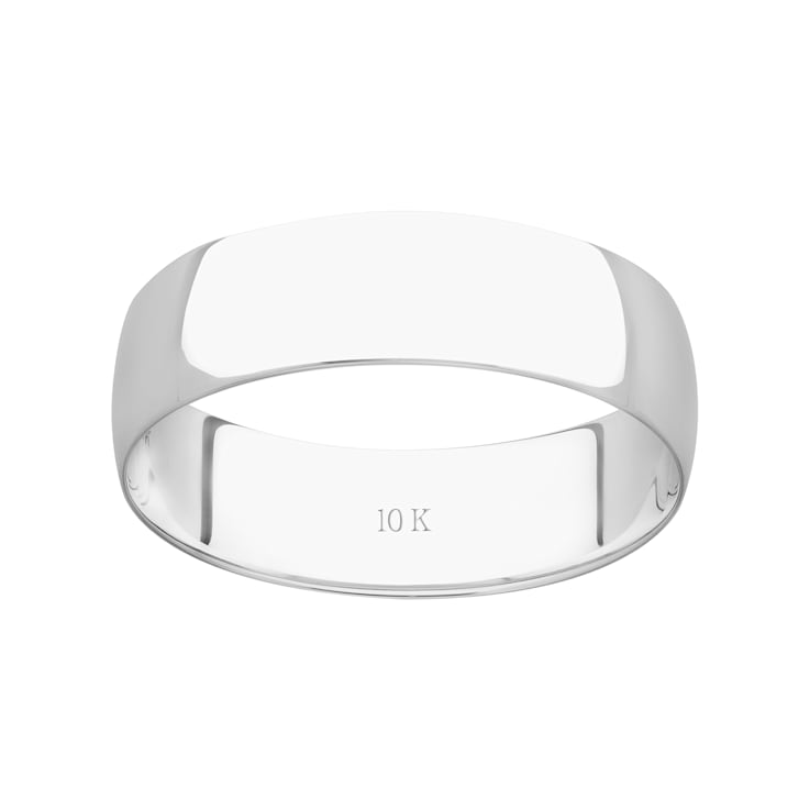 6mm Lightweight Men's Wedding Band in 10k White Gold