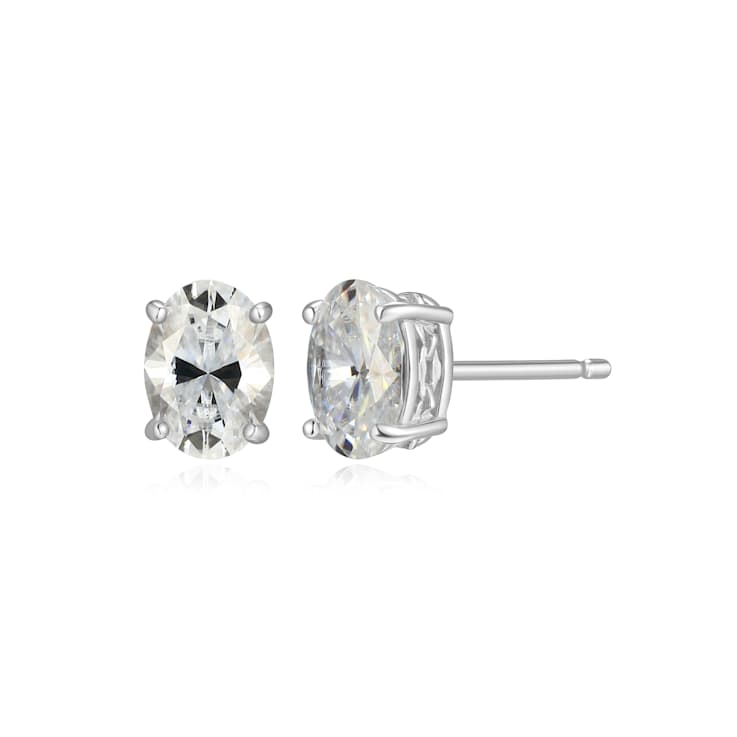 Oval Moissanite Platineve Stud Earrings 1.90ctw DEW