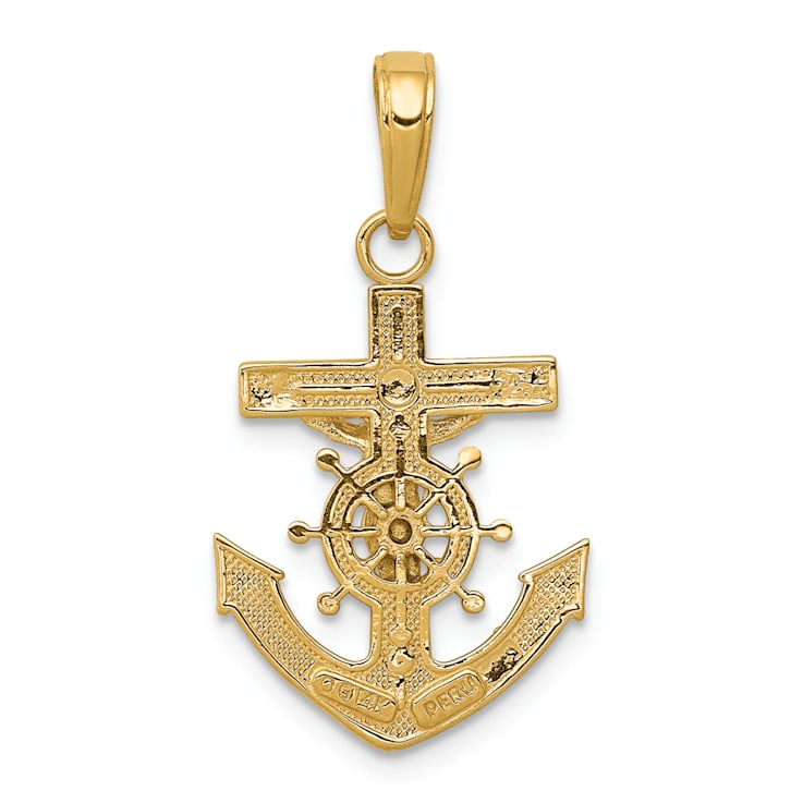 14K Yellow Gold Mariners Crucifix Pendant