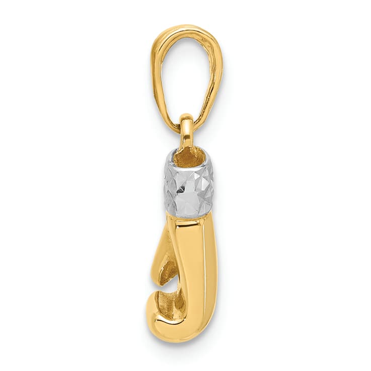 14k Two-tone Gold Diamond-Cut Boxing Glove Pendant