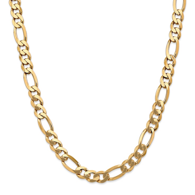 14K Yellow Gold 8.75mm Flat Figaro Chain Necklace