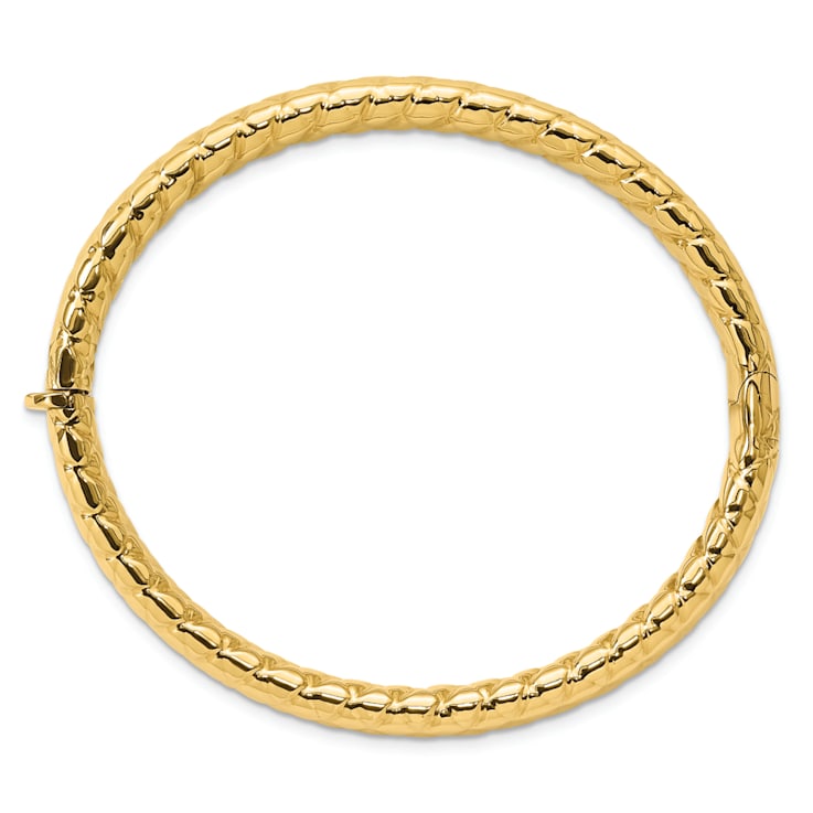 14K Yellow Gold Textured 7.8mm Bangle - 17GKVA