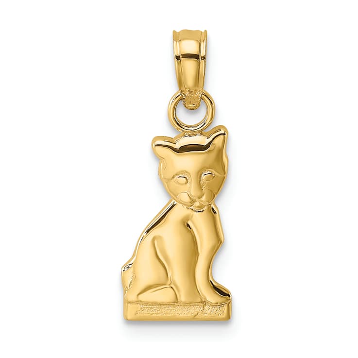 10K Yellow Gold Mini Sitting Kitten Charm