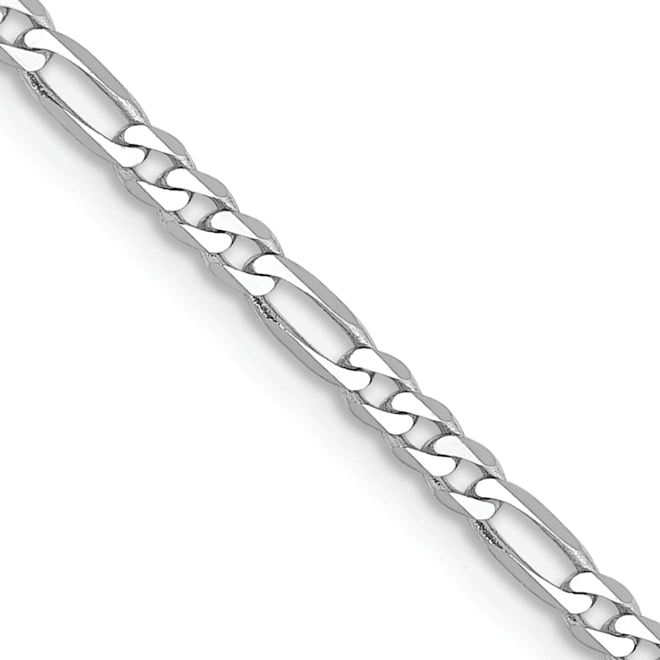 14K White Gold 2.25mm Flat Figaro Chain Necklace