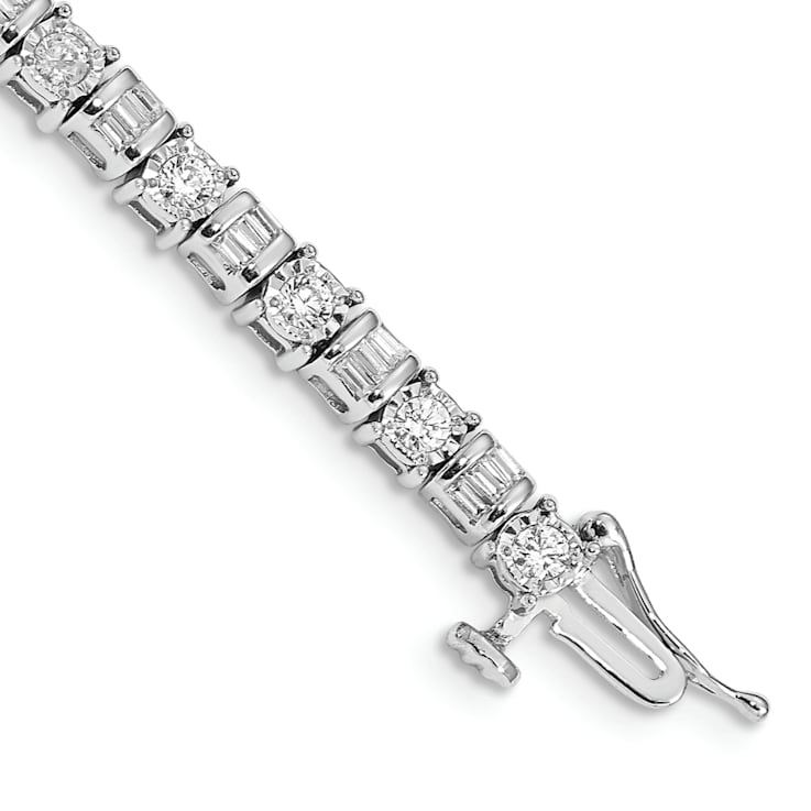 Rhodium Over 14k White Gold Diamond Bracelet
