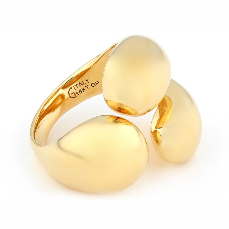 Open Design Statement Ring In 18K Gold Over Bronze