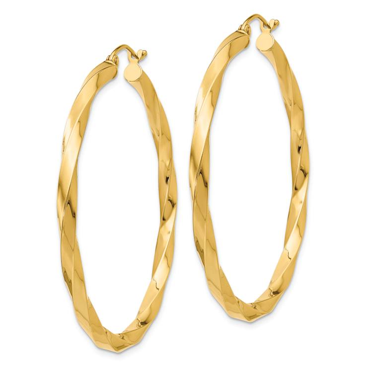 14k Yellow Gold Polished 1 3/4" Twisted Hoop Earrings