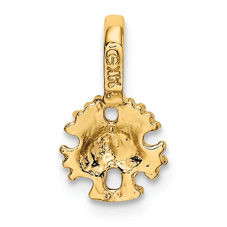 10K Yellow Gold Textured Mini Sand Dollar with Fixed Bail Charm