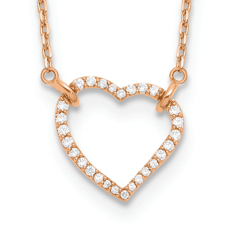 14K Rose Gold Lab Grown Diamond Heart Pendant Necklace