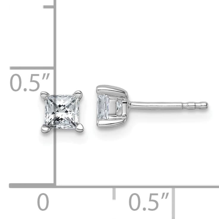 14K White Gold Lab Grown Diamond 3/4ctw Princess VS/SI GH 4 Prong Earrings