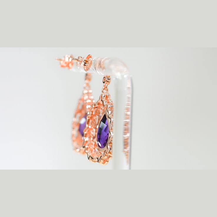 Amethyst and CZ 6.95 Ctw Pear 18K Rose Gold Over Sterling Silver Center
Design Earrings Jewelry