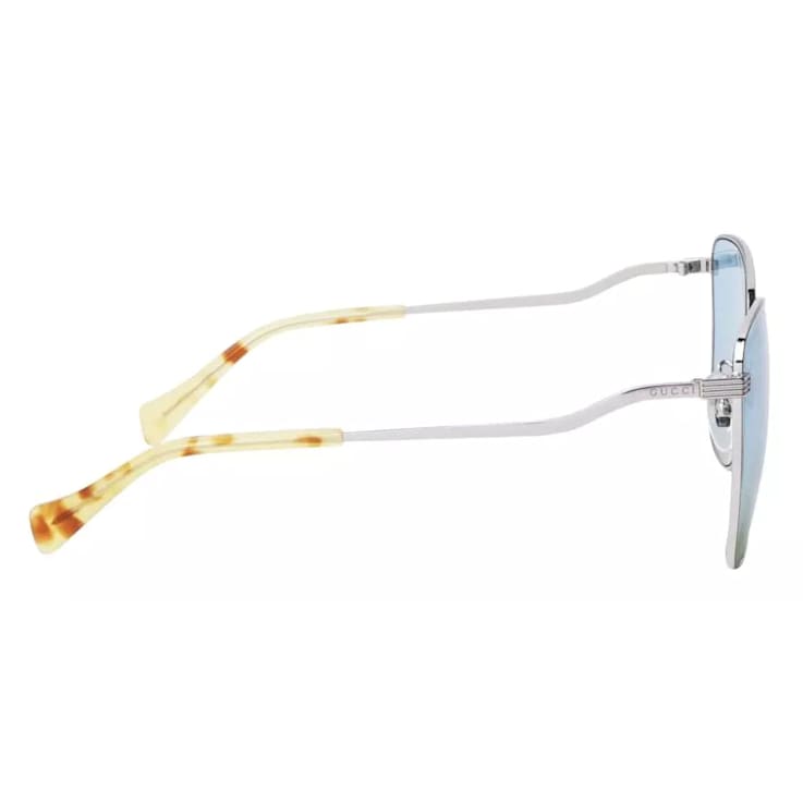 Gucci Silver Tone Frame / Blue Cat Eye Lens Sunglasses