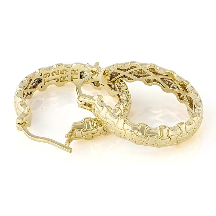 Link Design Hoop Earrings In 18K Gold Over Sterling Silver