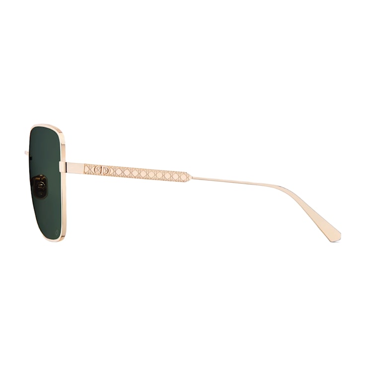 Dior Cannage Rose Gold Square Frame / Green Lenses Sunglasses