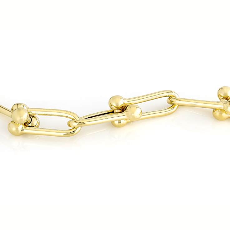 Stirrup Link Chain Bracelet In 18k Gold Over Sterling Silver