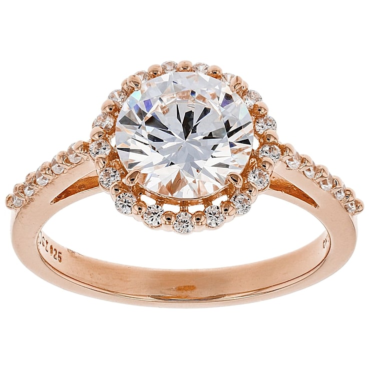 White Cubic Zirconia 18K Rose Gold Over Sterling Silver Ring 3.39ctw