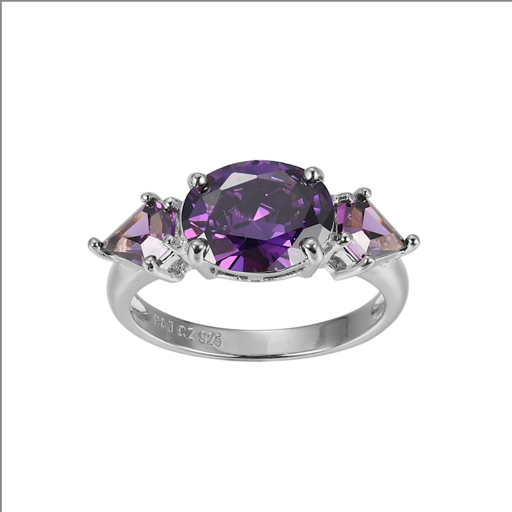 Purple Cubic Zirconia Platinum Over Sterling Silver February Birthstone
Ring 5.55ctw