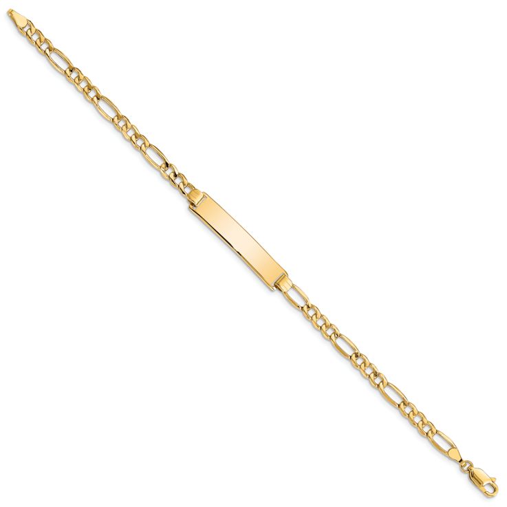 10k Yellow Gold Figaro Link ID Bracelet