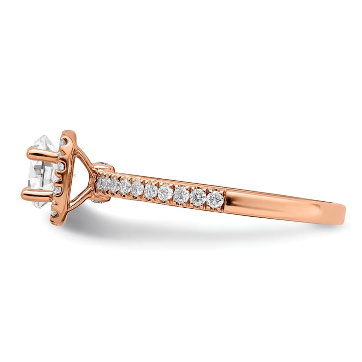 14K Rose Gold Eternal Promise Lab Grown Diamond Halo Complete Ring 0.75ctw
