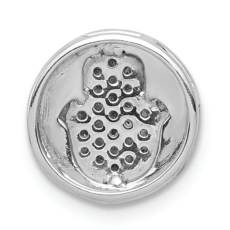 Rhodium Over 14k White Gold Diamond Hamsa Chain Slide Pendant