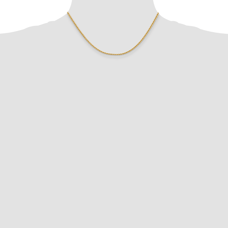14k Yellow Gold 2.25mm Regular Rope Chain 16 Inches