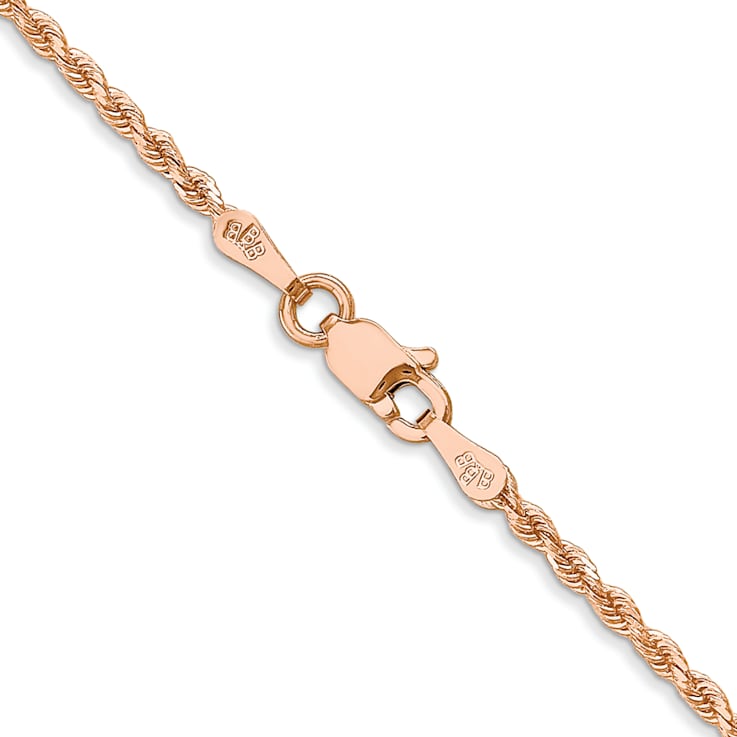14k Rose Gold 1.75mm Solid Diamond-Cut Rope 20 Inch Chain