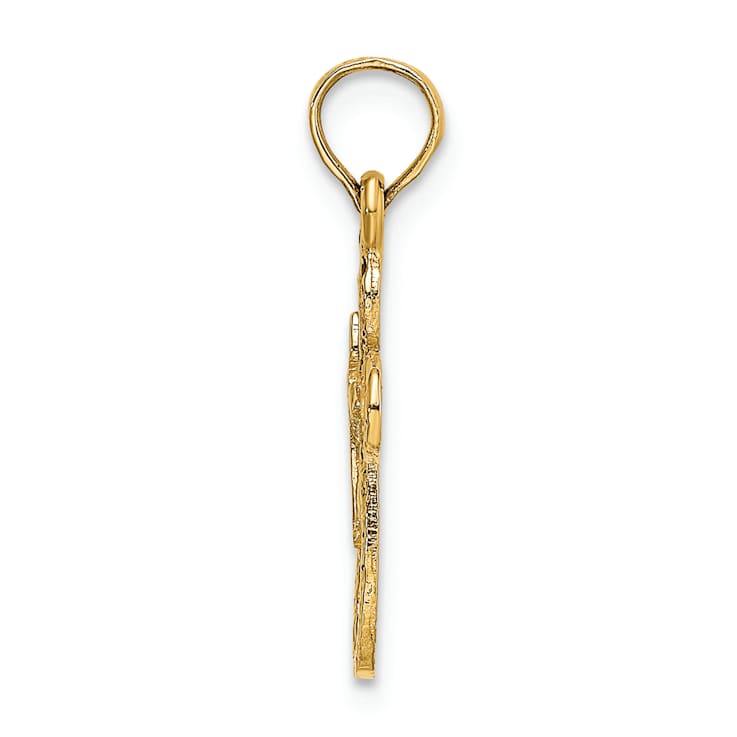 14k Yellow Gold Cut-Out Cross with Small Interior Cross Charm