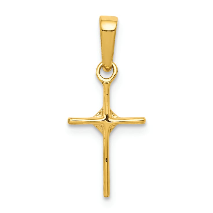 14K Yellow Gold Small 0.01ct. Diamond Cross Pendant