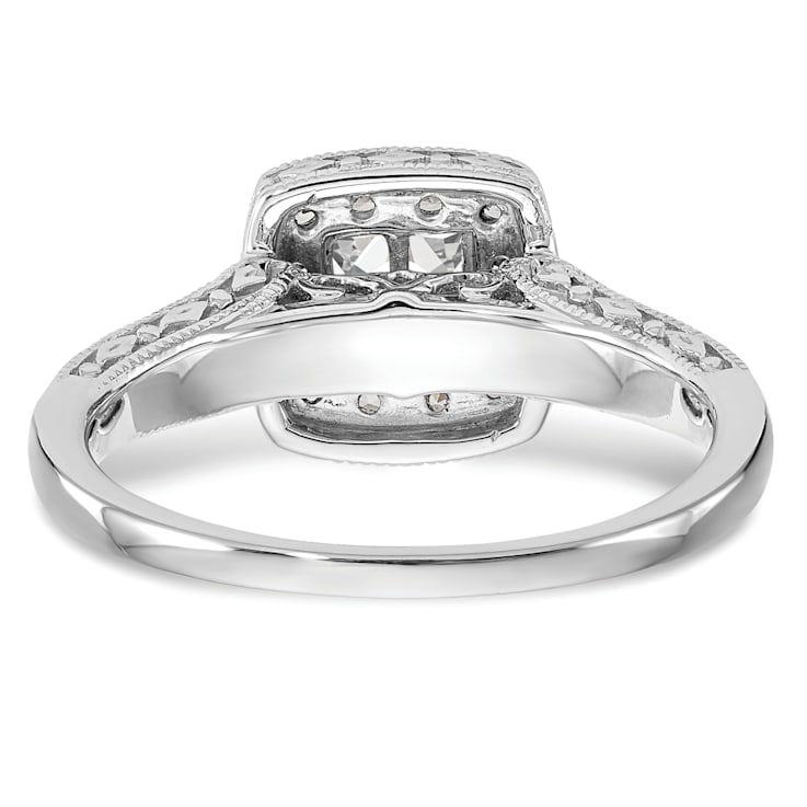 Rhodium Over 14K White Gold Diamond Cluster Engagement Ring 0.78ctw
