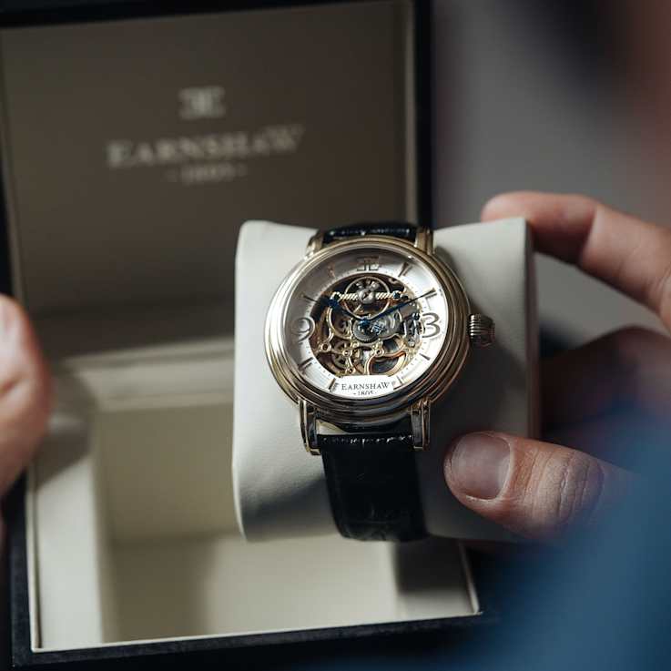 Thomas Earnshaw Longcase Automatic White Dial Black Stainless Steel Band
Skeleton Watch