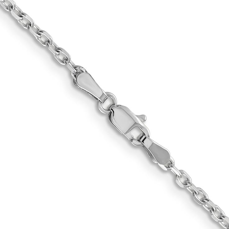 Rhodium Over 14k White Gold 2.2mm Solid Diamond-Cut Round Open Link
Cable 18 Inch Chain